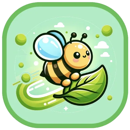 EZGB mission illustration - cute bee with magnifying glass representing data exploration and environmental sustainability