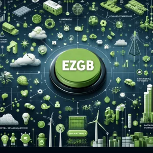 EZGB platform illustration showing energy data connectivity and green technology ecosystem